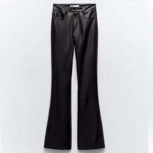 zara faux leather flared pants